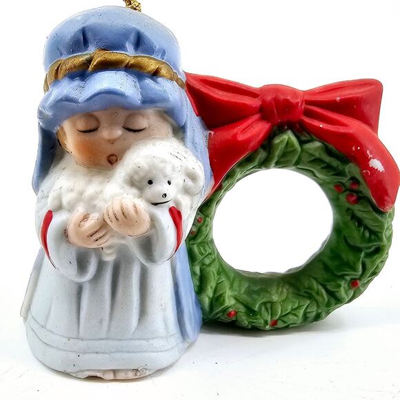 VINTAGE JASCO LIL CHIMERS Christmas NAPKIN RINGS Shepherds Also A Bell - Picture 1 of 8